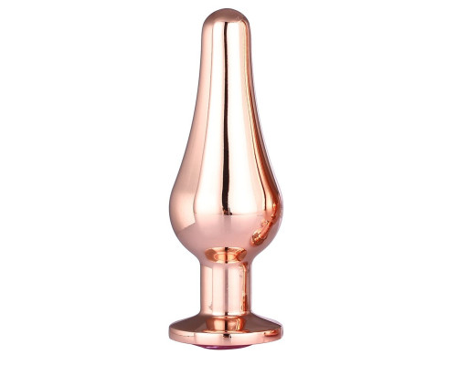 Золотистая анальная пробка с кристаллом Rose Gold Pleasure Plug S - 9 см.