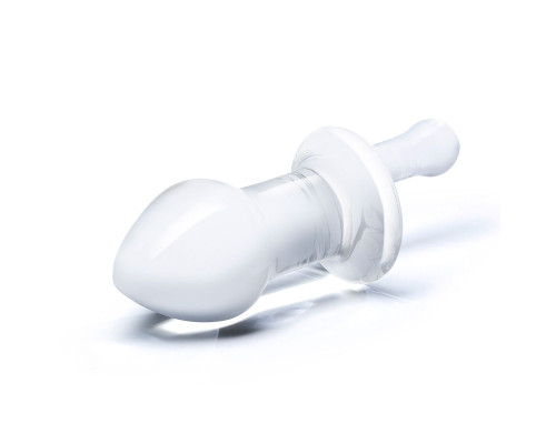 Прозрачный стеклянный анальный плаг с ручкой - 12 см.