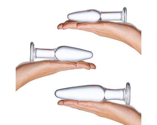 Набор из 3 стеклянных анальных пробок разного размера