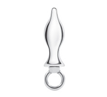 Металлический плаг с кольцом Stainless Steel Metal Tapered Butt Plug With Loop Hardware - 10 см.
