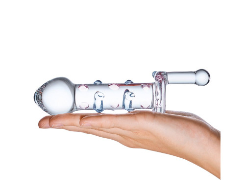 Небольшой стеклянный фаллос с ручкой Candy Land Juicer - 11,5 см.