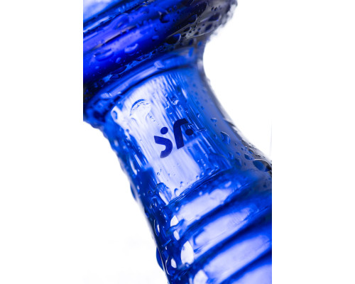 Синий двусторонний стеклянный фаллоимитатор Double Crystal - 19,5 см.