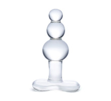 Прозрачная анальная пробка-елочка с 3 шариками Butt Plug with Tapere Base - 11 см.