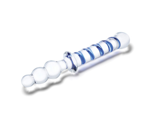 Двухсторонний стеклянный фаллоимитатор Twister - 24 см.