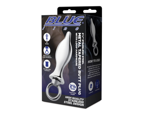 Металлический плаг с кольцом Stainless Steel Metal Tapered Butt Plug With Loop Hardware - 10 см.