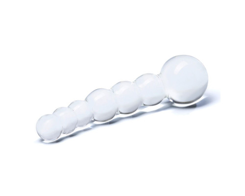 Изогнутный прозрачный стимулятор Beaded Dildo - 13 см.