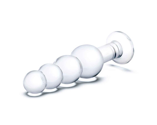 Прозрачная анальная пирамида 7,25  Beaded Butt Plug - 17 см.