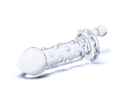 Небольшой стеклянный фаллос с ручкой Candy Land Juicer - 11,5 см.