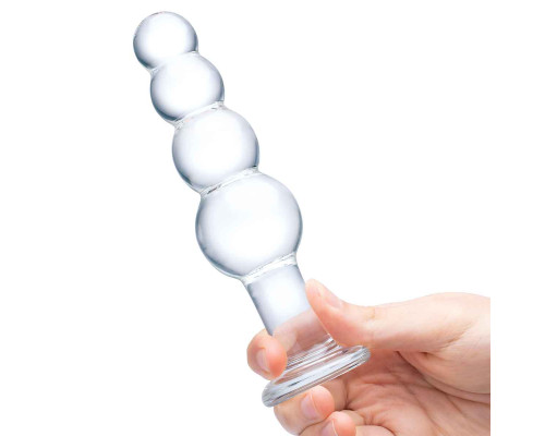 Прозрачная анальная пирамида 7,25  Beaded Butt Plug - 17 см.