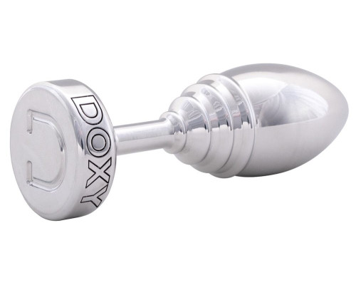 Серебристая анальная втулка Doxy Ribbed Butt Plug - 10,5 см.