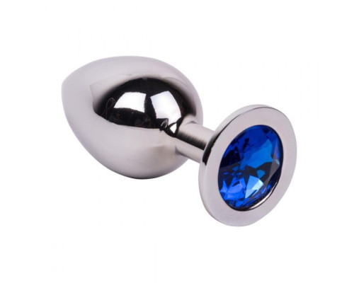 Большой стальной плаг с синим кристаллом Blue Space - 9,5 см.
