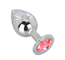 Большой стальной плаг с розовым кристаллом Pink Bubble Gum - 9,5 см.