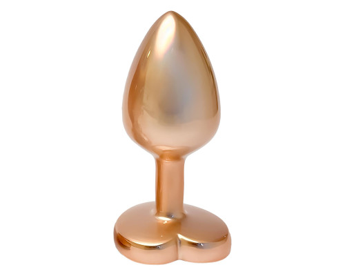 Золотистая анальная пробка с прозрачным кристаллом-сердцем Pearl Gold Plug Small