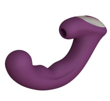 Фиолетовый вибратор Phoenix с вакуумной стимуляцией клитора - 18 см.