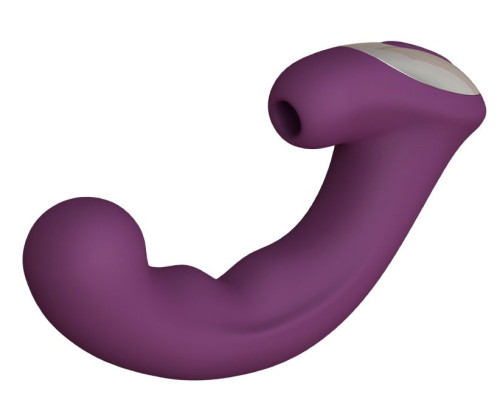 Фиолетовый вибратор Phoenix с вакуумной стимуляцией клитора - 18 см.