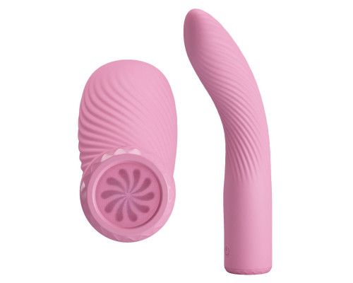 Розовый изогнутый вибромассажёр Kissell - 16,1 см.