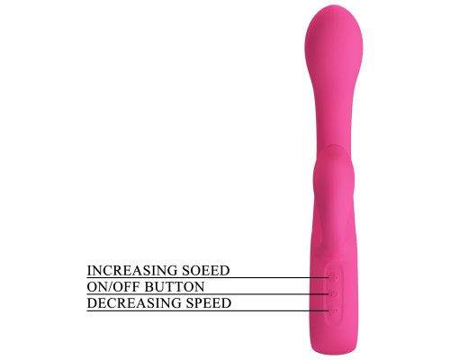 Розовый вибратор-кролик Fritz с изогнутым стволом - 19,8 см.