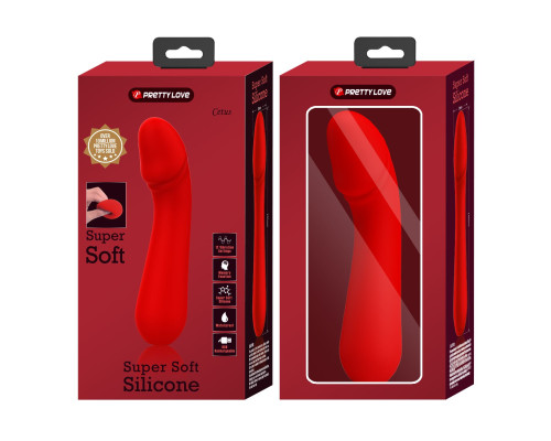 Красный силиконовый вибратор Cetus для G-точки - 15 см.