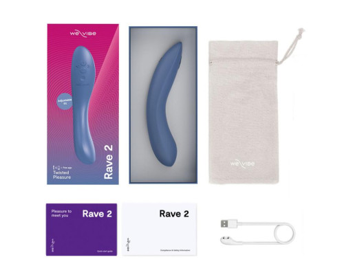 Голубой изогнутый вибромассажер We-Vibe Rave 2 - 21,7 см.
