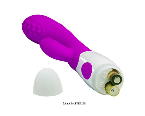 Лиловый вибромассажер Bruno для стимуляции точки G и клитора - 20 см.