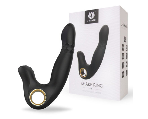 Черный вибромассажер Shake Ring - 16,8 см.