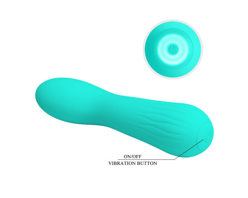 Бирюзовый изогнутый вибратор Faun - 15 см.