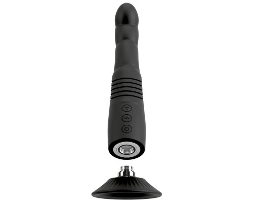 Черный вибратор с поступательными движениями G and P-Spot Thrusting Vibrator - 23 см.