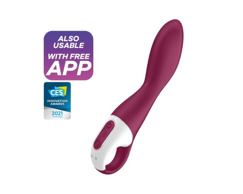 Малиновый вибромассажер для стимуляции G-точки Heated Thrill - 20,6 см.