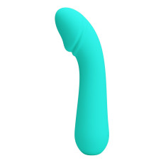 Бирюзовый силиконовый вибратор Cetus для G-точки - 15 см.