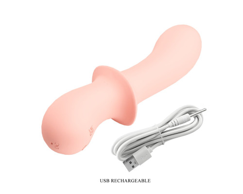 Персиковый вибростимулятор Abigal - 16 см.