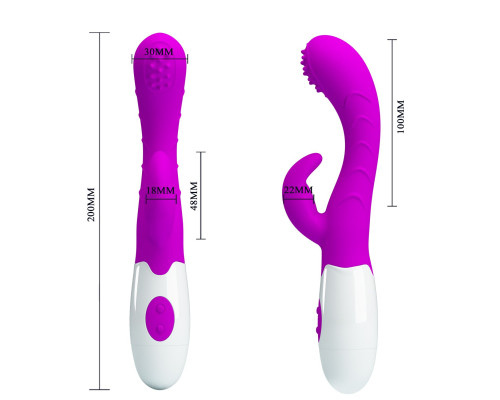 Лиловый вибратор Arthur с эффектом движения пальчика - 20 см.