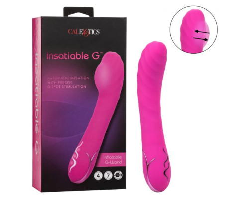 Розовый вибромассажер Insatiable G Inflatable G-Wand с функцией расширения - 21,5 см.