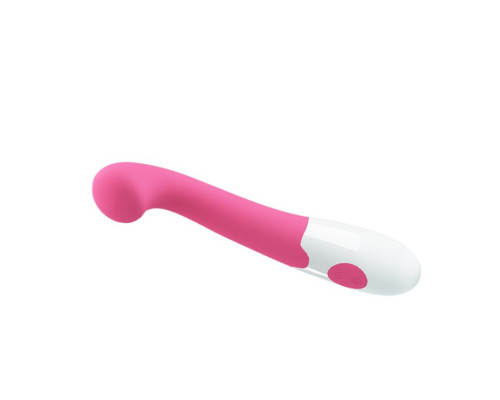 Розовый вибратор Charles с загнутой головкой - 17 см.