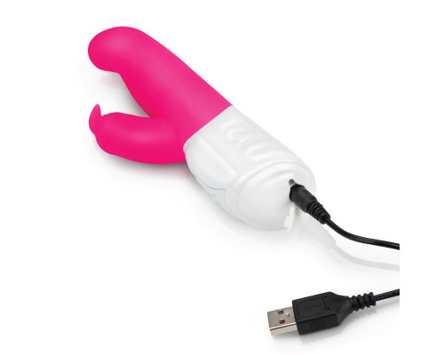 Розовый G-стимулятор с клиторальным отростком - 24 см.