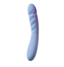 Голубой изогнутый вибромассажер Ava Neo с функцией пенетрации - 19,6 см.