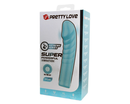 Аквамариновый вибромассажёр Rylan - 16 см.