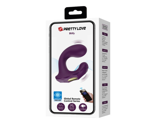 Фиолетовый С-образный вибратор с управлением через приложение Billy