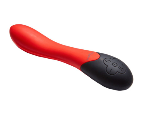 Красный вибратор Lynx для стимуляции точки G с нагревом - 20,8 см.