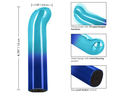 Голубой изогнутый мини-вибромассажер Glam G Vibe - 12 см.