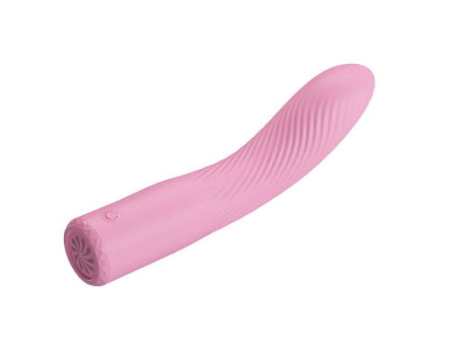 Розовый изогнутый вибромассажёр Kissell - 16,1 см.