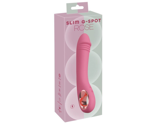 Розовый тонкий вибратор для точки G Slim G-Spot Rose - 21,4 см.