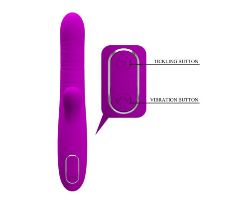 Лиловый вибратор-кролик Angelique с движениями головки - 22 см.