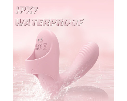 Нежно-розовый вибромассажер с петелькой на палец