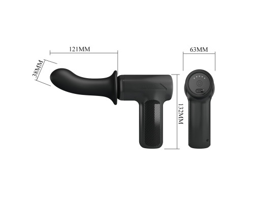 Черный вибромассажёр с поступательными движениями DJ Doctor