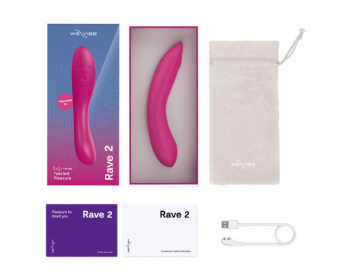 Розовый изогнутый вибромассажер We-Vibe Rave 2 - 21,7 см.