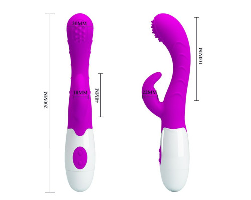 Лиловый вибромассажер Bruno для стимуляции точки G и клитора - 20 см.