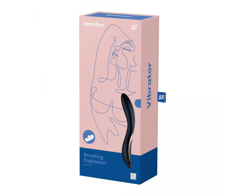 Черный вибромассажер Rrrolling Explosion с движущимся шариком - 23 см.