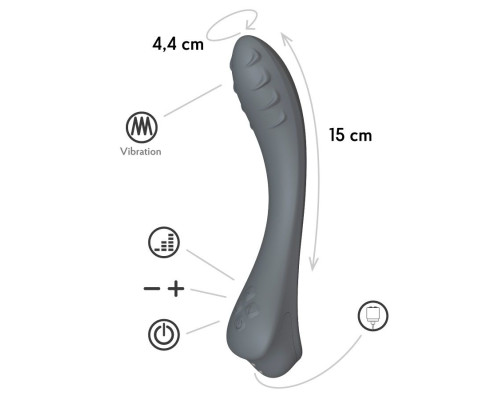 Темно-серый вибратор для G-точки Apus - 19 см.