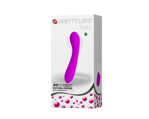 Лиловый изогнутый вибратор Tony - 17 см.