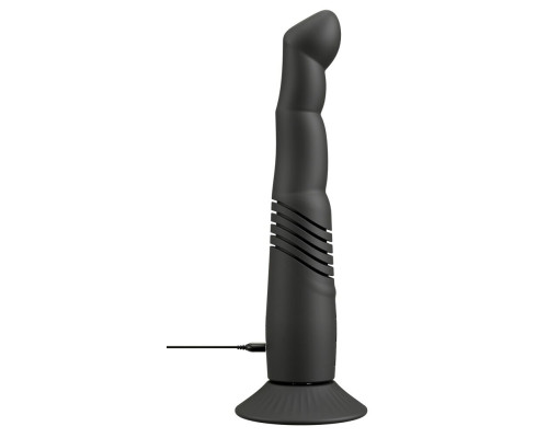 Черный вибратор с поступательными движениями G and P-Spot Thrusting Vibrator - 23 см.